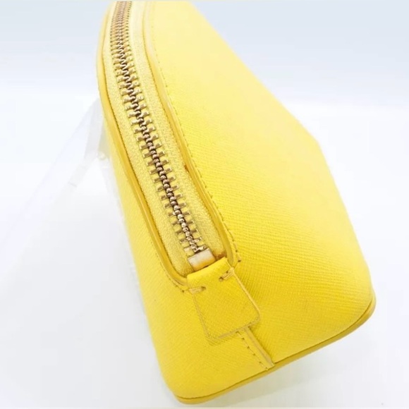 Tory Burch Yellow Leather Cosmetic Pouch/Makeup Bag/Clutch | PRELOVED!! 💛☀️💛☀️ - Picture 5 of 7